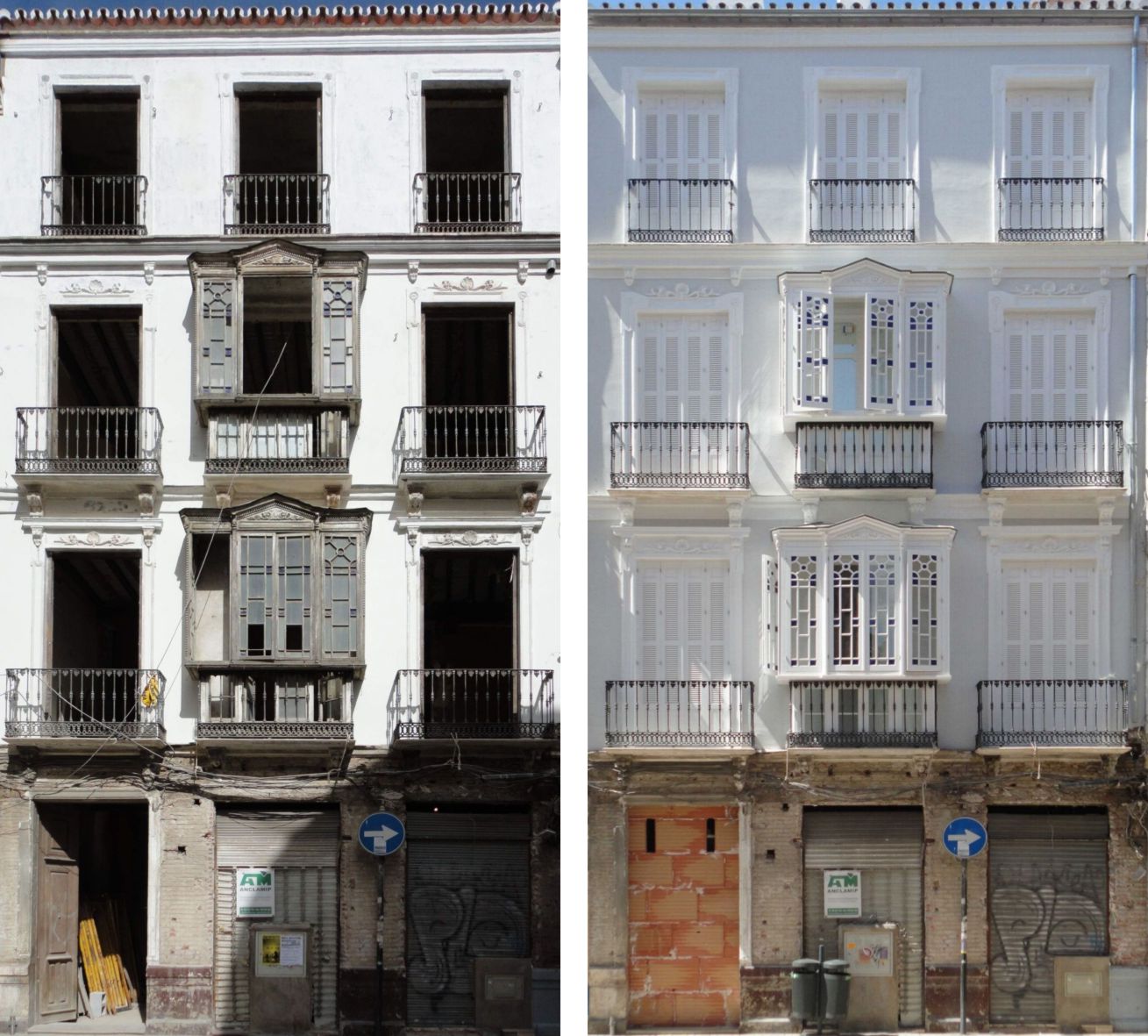 edificio historico calle carreteria 43 fachada antes despues restauracion